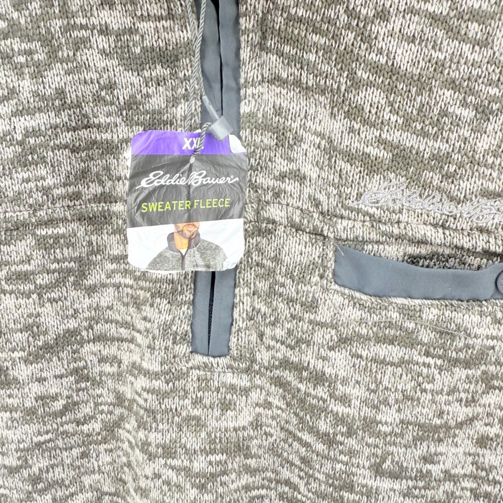 NWT Eddie Bauer Quarter Zip Mens XXL Pullover Fleece Sweater Gray - Picture 3 of 14